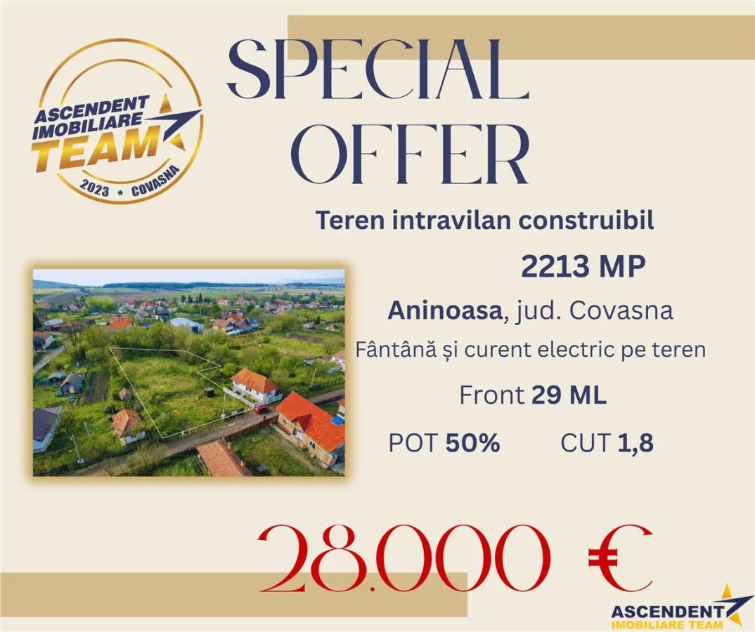 Teren intravilan, pe 2.213 mp, in Aninoasa, Covasna - foto 1