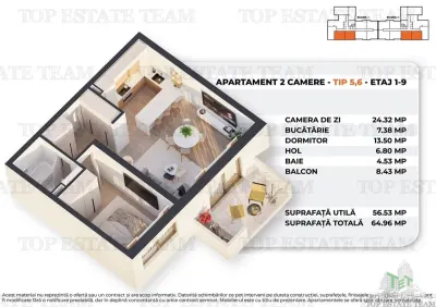 Bucuresti - Antiaeriana - Alexandriei/ Bloc nou apartament 2 camere / 56mp utili + balcon/ Aer conditionat/ Incalzire in pardoseala - foto 2